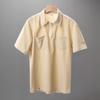Camisa Polo para Hombre de Manga Corta con Media Cremallera, Cuello, Doble Bolsillo, Color Sólido, Elástica, Holgada, Camisa de Manga Corta, Jersey, Combina con Todo