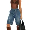 Shorts de Mezclilla Anchos de Talla Grande Estilo Europeo y Americano Transfronterizos para un Atuendo Relajado de Chica Atrevida. Shorts de Mezclilla Simples y Versátiles. De moda