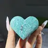 Piedra Bruta de Cristal Natural Forma de Corazón Juguete Pieza Portátil en Forma de Corazón Manualidad de Cristal Decoración del Hogar Adorno de Piedra