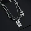 Exagerado Hip-Hop Europeo y Americano Acero de Titanio Collar Multicapa para Mujer Ins Marca Cuadrada Colgante con Letra Grabada Personalizado Oscuro Didi Accesorios Rebotantes
