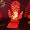 Envelope Vermelho de Ano Novo 2026 Novo Modelo Pop-Up 3D Personalizado Criativo Dobrável Pacote Vermelho para o Ano do Cavalo Envelope de Dinheiro da Sorte para Crianças
