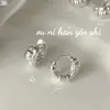 Anillo S925 Plata de Ley Onihan Moda Simple Liso Hebilla de Oreja Lujo Ligero Estilo Frío Sentido de Gama Alta Pendientes Personalidad de Mujer Combinación Perfecta