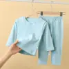 Conjunto de Pijama Infantil Outono Inverno Fleece Coral Macio Cor Sólida Roupas de Outono para Meninas Calças de Outono Conjunto de Roupas para Casa de Bebê Meninos