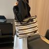 2025 Bolso de Hombro Nuevo Bolso de Mujer de Moda Más Fácil de Combinar Moda Casual Estilo Coreano Gran Capacidad Portátil Bolso de Lona Rayado