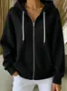 Sudadera con Capucha y Cremallera de Tejido Waffle Europea y Americana 2026 para Mujer Chaqueta Holgada Europea y Americana con Hombros Caídos Transfronteriza Casual
