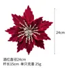 Nuevas Flores Artificiales Rojas de Navidad Hojas de Arce con Purpurina Adornos para Árbol de Navidad Corona Adornos para Decoración de Fiesta Transfronterizo