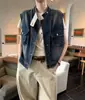 Colete Jeans Retro Sem Manga com Gola Alta para Mulheres, Novo Estilo Europeu Outono 2026, Colete Feminino Versátil Casual Soltinho
