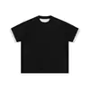 Camiseta de Manga Curta com Punho de Cor Contrastante Catteeius para Homens e Mulheres no Verão Retrô Americano Solta Casual Gola Redonda