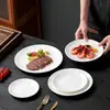 Louça de hotel prato redondo branco puro prato raso prato fundo prato de jantar prato de cerâmica prato para comida ocidental prato de bife prato comercial pode adicionar logotipo