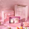 Caja de regalo con lazo rosa, rectangular, con tapa de cielo y tierra, con asa, al por mayor