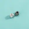 Prata Esterlina S925 Contas Espaçadoras de Pedra Irregular Acessórios de Contas para Pulseira de Corda Trançada DIY
