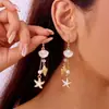 Europa y Estados Unidos joyería nueva transfronteriza temperamento simple textura concha estrella de mar aretes nicho diseño de lujo aretes