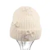 Gorro de punto con lazo tridimensional de estilo coreano para mujer, gorro de lana cálido de invierno, estilo ins, dulce, engrosado
