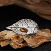 Anillo de plata de ley S925 con diseño de hoja personalizado original, anillo de tesoro de color natural, anillo de dedo avanzado con nicho, anillo para pareja