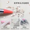 Herramienta de Pluma de Manicura de Doble Punta Blanca Nueva al por Mayor Lápiz Pegajoso de Diamante Herramienta de Presión de Diamante Bolita de Acero Pequeña Pluma de Diamante