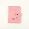 Porta libreta de ahorros de cuero PU sensible a la piel transfronterizo, posición para múltiples tarjetas, botón de presión, costura de una sola vuelta, porta libreta de ahorros, logo
