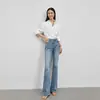 Jeans Feminino Outono Design de Alta Qualidade de Alto Padrão Cintura Alta Emagrecimento Modelagem Confortável Simples Calças Flare Suporte Dropshipping