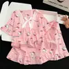 Pijama de Estilo Coreano para Niños Verano Manga Corta Algodón Nube Estilo Princesa Cuello Cuadrado Niñas 2026 Nuevo Lindo Ropa de Casa