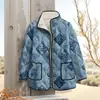 Estación Independiente Transfronteriza 2025 Moda Femenina Temu Chaqueta de Algodón Plisada Estampado Digital Floral Chaqueta de Algodón para Mujer F252