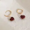 Brincos elegantes em formato de coração de prata 925 novo modelo 2026 ano do zodíaco vermelho simples brincos de alta qualidade presente para mulheres