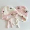 Chapéu de bebê para outono e inverno, gorro de bebê, chapéu de inverno quente com proteção para as orelhas para meninos e meninas, chapéu fofo de pelúcia para crianças