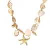 Lele Jewelry Série Oceano Aço Inoxidável Colar de Concha Pulseira de Estrela do Mar Conjunto de Colares Estilo Praia Joias de Verão