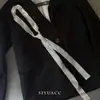 Corbata Rayada Color Café de Alta Inteligencia Estilo Coreano Otoño e Invierno Bufanda Casual Melard Cinturón Versátil Accesorio de Cintura para Mujer