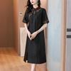 Vestido de Seda Xiangyunsha de Hangzhou 2024 Nuevo Verano Estilo Nacional Bordado Retro Mamá Cheongsam Mejorado