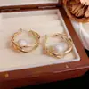Amazon Moda Transfronteriza Pendientes de Metal con Perlas Irregulares, Diseño Simple, Pendientes de Estilo Fresco al por Mayor