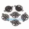 Acessórios para Joias DIY Cobre Puro Banhado a Ouro Microincrustado Árvore da Vida Arco-Íris Conector Incrustado com Turquesa