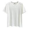 Verano Nuevo Estilo 100kg Gordo mm Moda Versátil Cuello en V Manga Corta Color Puro Camiseta Talla Grande Top Casual de Mujer 8634
