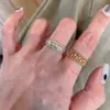 Anillo de Diamantes Apilado Vintage de Segunda Mano Resistente para Mujer, Lujo Accesible, Estilo Old Money, Gama Alta, Anillo Versátil para el Dedo Índice
