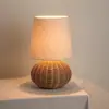 Lámpara de mesa de noche estilo wabi-sabi, arte de ratán estilo americano vintage, decoración para casa de huéspedes, iluminación ambiental para estudio y dormitorio