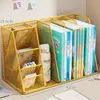 Soporte para libros, estante de almacenamiento multifuncional de escritorio, organizador de archivos de hierro negro, portadocumentos para escritorio de oficina, uso doméstico