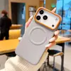 Compatível com capa de celular magnética para iPhone 17 Pro Max, capa protetora de couro com moldura de metal para lente Samsung S26 Ultra
