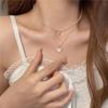 Collar de doble capa con perlas de amor para mujer, nuevo diseño de nicho 2024, cadena de clavícula sencilla y combinable, accesorios de moda.