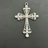 Colar Cruz de Renda com Pérolas e Diamantes Cruzado Europeu e Americano Hip-Hop Gótico Sexy Exagerado Corrente de Pescoço Estilosa Corrente de Suéter