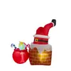 Mueve las Piernas arriba y abajo Papá Noel Chimenea Bolsa de Regalos LED Inflable al Aire Libre Adornos Navideños Decoraciones Transfronterizas