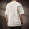 Camiseta Ripped de Manga Corta con Diseño Retro Americano para Hombre Verano 2025 Nuevo Estilo Holgada Talla Grande Top de Media Manga