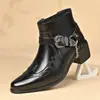 Mais Vendido na Amazon Transfronteiriça Retrô Botas de Couro Versáteis Masculinas Bico Fino Botas de Couro Casuais de Negócios Masculinas Slip-on Britânicas 251103