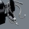 Collar de cruz de ópalo para hombre, nuevo diseño de nicho de lujo ligero, cadena de clavícula para mujer, joyería versátil de alta gama al por mayor