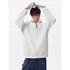 Moletom com Capuz e Acabamento Bordado Dopamina para Homens, Marca Tendência Outono e Inverno, Color-Blocking, Forrado com Fleece, Espessado, Quente, Corte Solto, Tamanho Grande