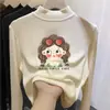 Roupa de baixo feminina com forro de fleece, novo estilo outono e inverno 2026 para crianças, roupa íntima, gola alta, blusa quente de outono para meninas pequenas