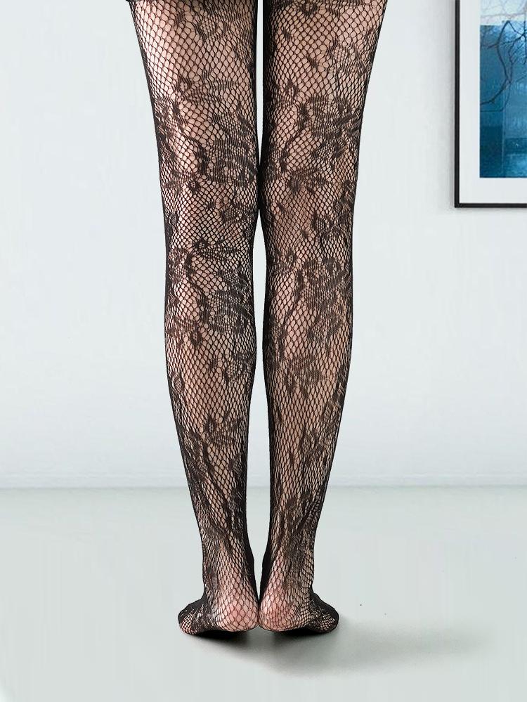 枝叶提花小网连裤袜801