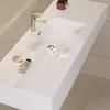 Conjunto de Gabinete de Banheiro com Cuba Integrada de Cerâmica de Rocha de Luxo Leve Estilo Hotel, Conjunto de Pia de Lavatório