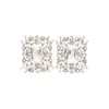 Pendientes Cuadrados de Hoja con Tachuelas de Diamante Brillante Aguja de Plata, Pendientes de Diseño Exagerado de Nicho Europeos y Americanos, Pendientes de Lujo Ligero de Gama Alta para Mujer