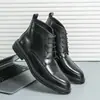 Botas Martin de punta para hombre transfronterizas, Zapatos de cuero de caña alta formales de negocios estilo británico, Botas de cuero de caña media para hombre de talla grande
