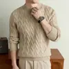 Nuevo suéter de punto casual cálido para hombre, estilo 'old money' transfronterizo, otoño e invierno, con textura, de cuello redondo y manga larga