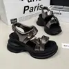 Sandalias de Plataforma de Suela Gruesa para Aumentar la Altura para Mujer, Sandalias Romanas para Combinar con Vestidos, Nuevos Zapatos de Playa de Verano 2026 para Uso en Exteriores