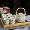 Juego de Té para el Hogar de Porcelana Azul y Blanca Retro con Filtro Tetera Cerámica Tazas de Té Olla con Asa Juego de Té